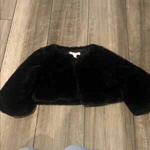 GB Girls Black Faux Fur Cape